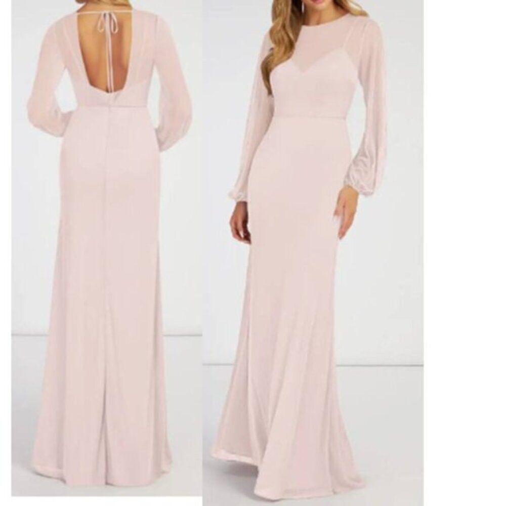 Azazie Elegant Mesh Stretch Gown Dress Vintage Rose Size 6 Denali Bridesmaid